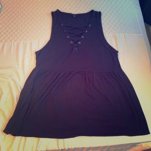 Black lace front tank